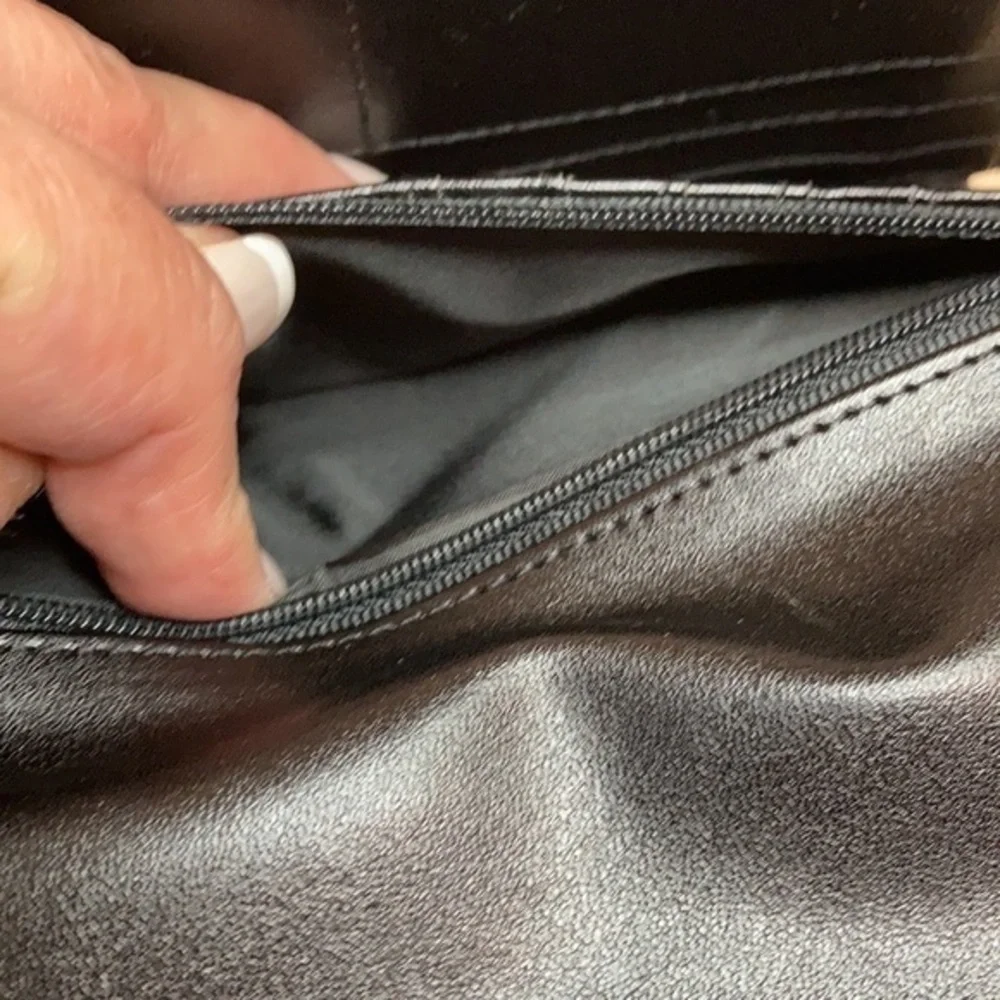 NWT Kenneth Cole black leather flap clutch